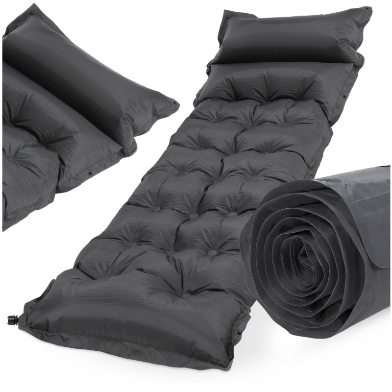 Килимок самонадувний Springos 193 x 66 x 3.5 см з подушкою PM053 Grey
