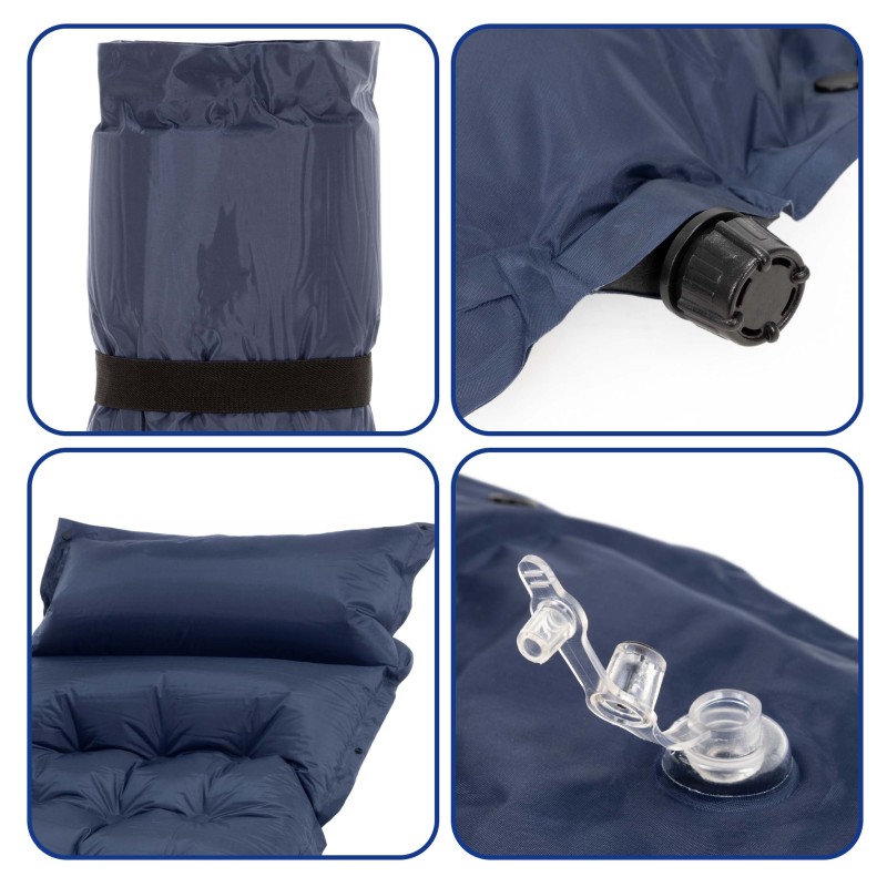 Килимок самонадувний Springos 193 x 66 x 3.5 см з подушкою PM054 Navy Blue