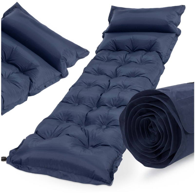 Килимок самонадувний Springos 193 x 66 x 3.5 см з подушкою PM054 Navy Blue