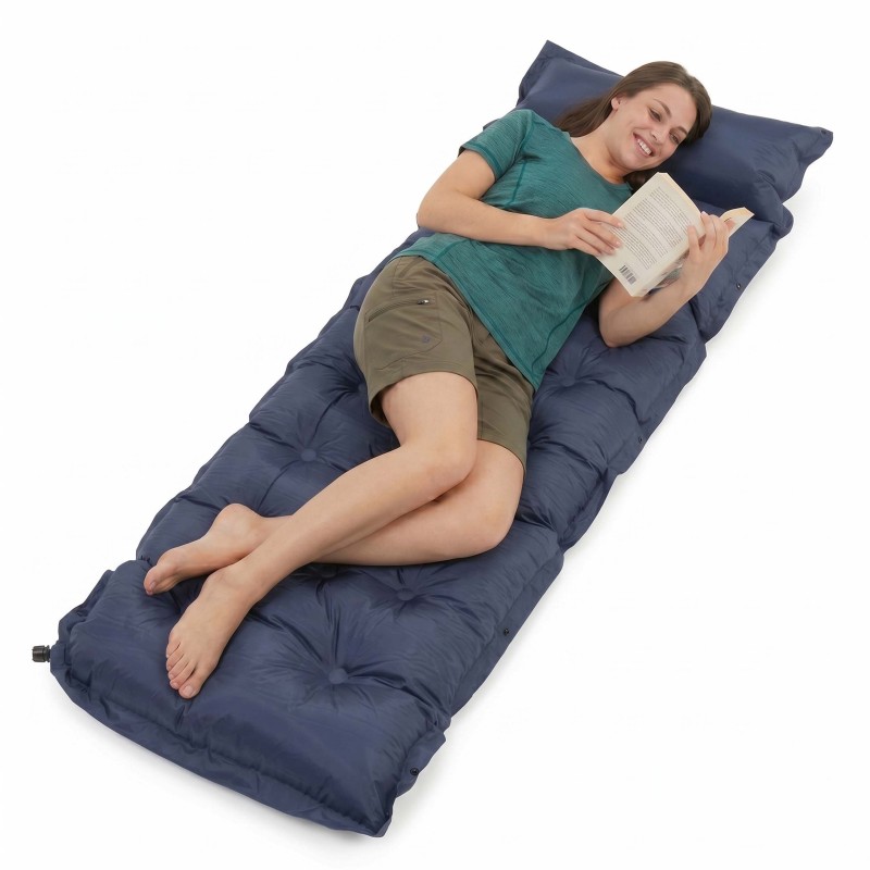 Килимок самонадувний Springos 193 x 66 x 3.5 см з подушкою PM054 Navy Blue