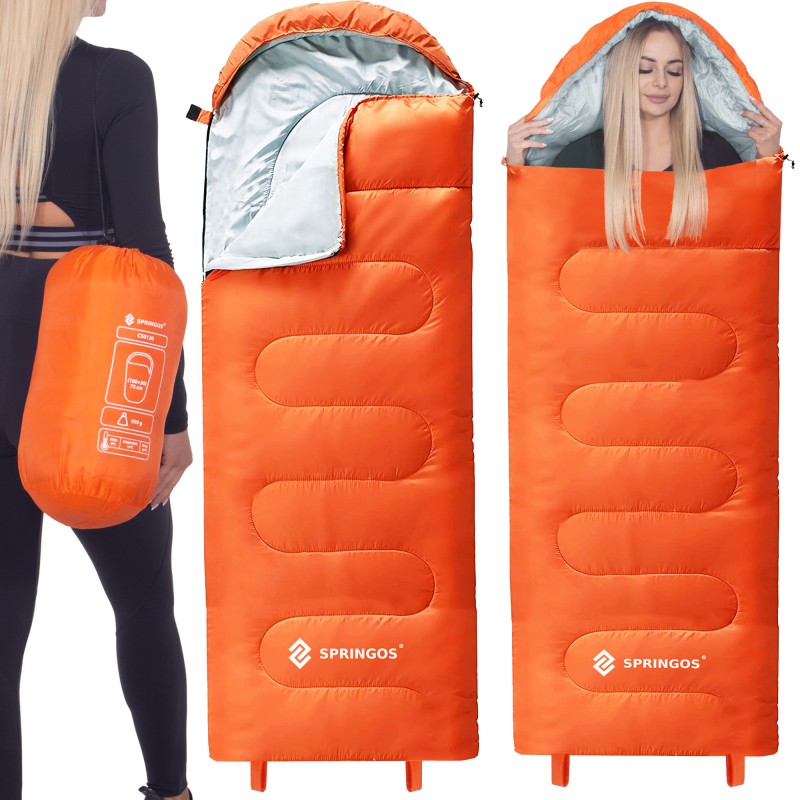 Спальний мішок (спальник) Springos 2 в 1 CS0120 +8 ...+20 °C R Orange/Grey