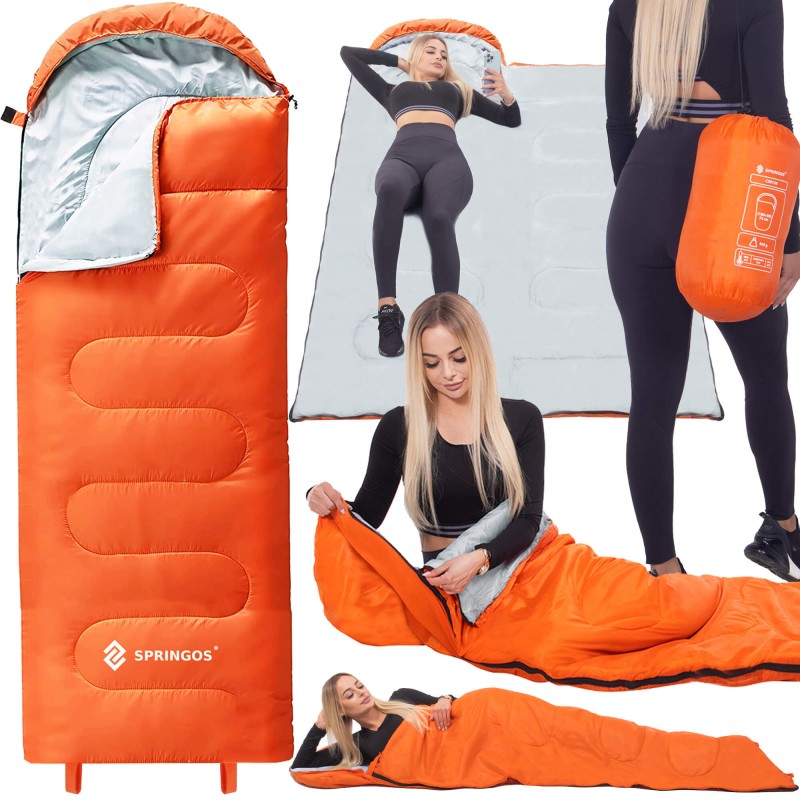 Спальний мішок (спальник) Springos 2 в 1 CS0120 +8 ...+20 °C R Orange/Grey