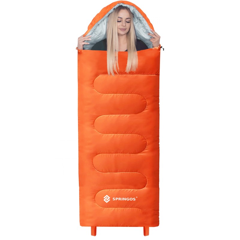 Спальний мішок (спальник) Springos 2 в 1 CS0120 +8 ...+20 °C R Orange/Grey