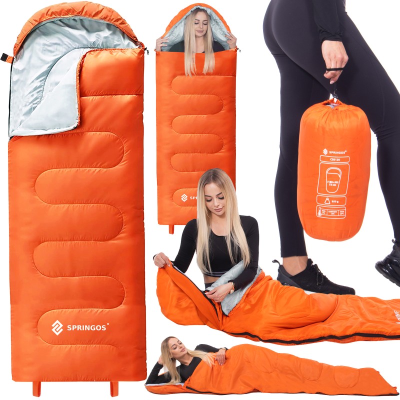 Спальний мішок (спальник) Springos 2 в 1 CS0120 +8 ...+20 °C R Orange/Grey