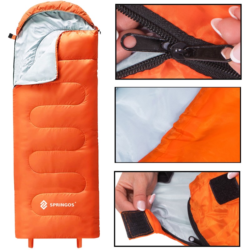 Спальний мішок (спальник) Springos 2 в 1 CS0120 +8 ...+20 °C R Orange/Grey