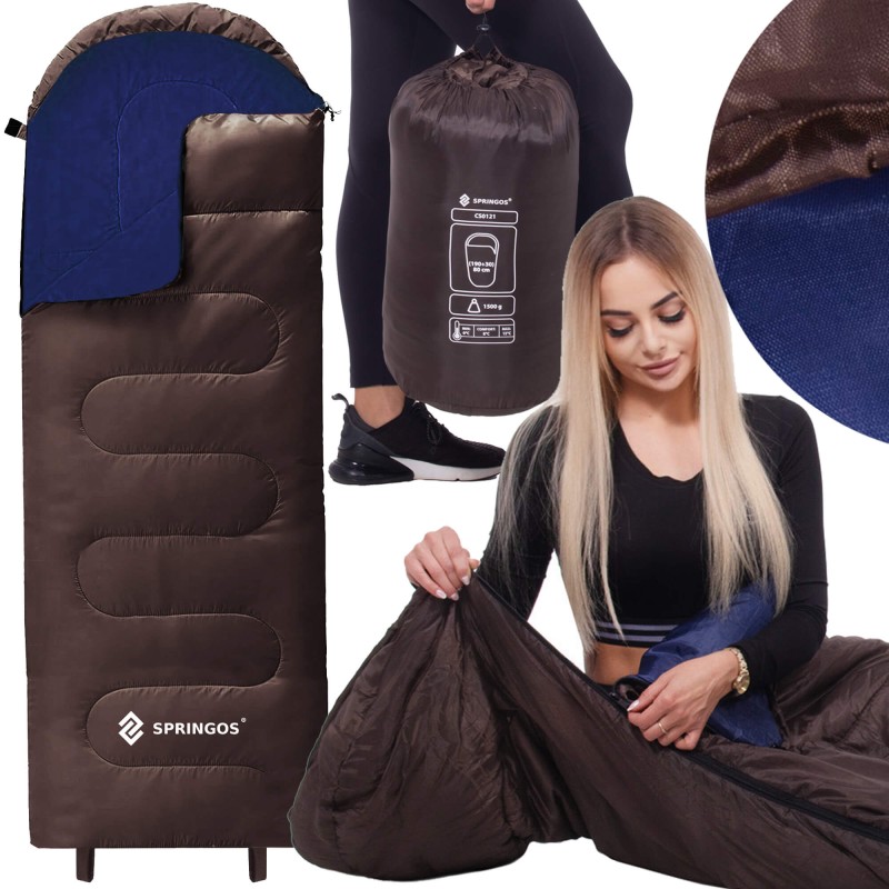 Спальний мішок (спальник) Springos 2 в 1 CS0121 0 ...+8 °C R Brown/Navy Blue