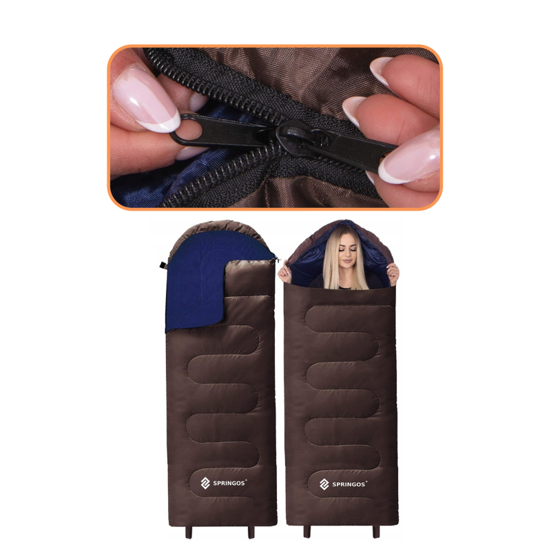 Спальний мішок (спальник) Springos 2 в 1 CS0121 0 ...+8 °C R Brown/Navy Blue