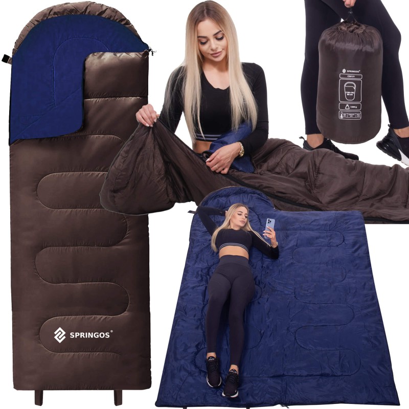 Спальний мішок (спальник) Springos 2 в 1 CS0121 0 ...+8 °C R Brown/Navy Blue