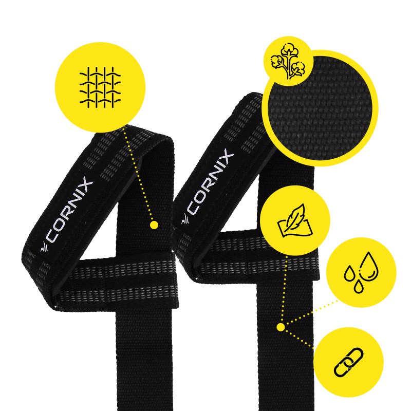 Лямки атлетичні для тяги Cornix Lifting Straps XR-0503 Black