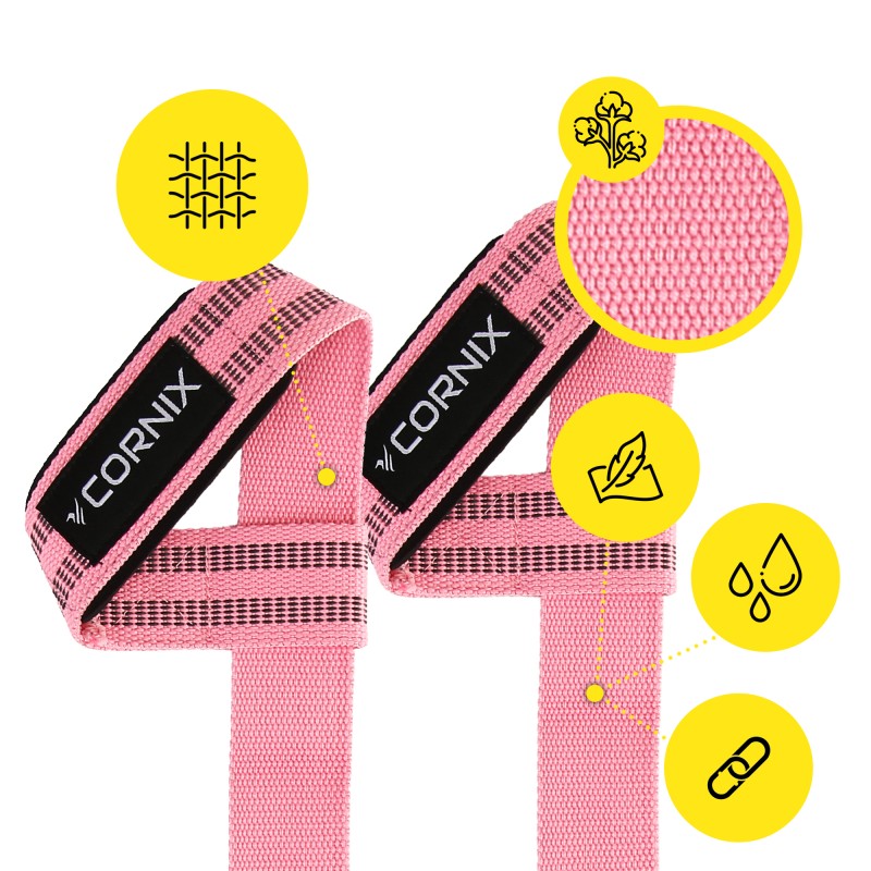 Лямки атлетичні для тяги Cornix Lifting Straps XR-0504 Pink