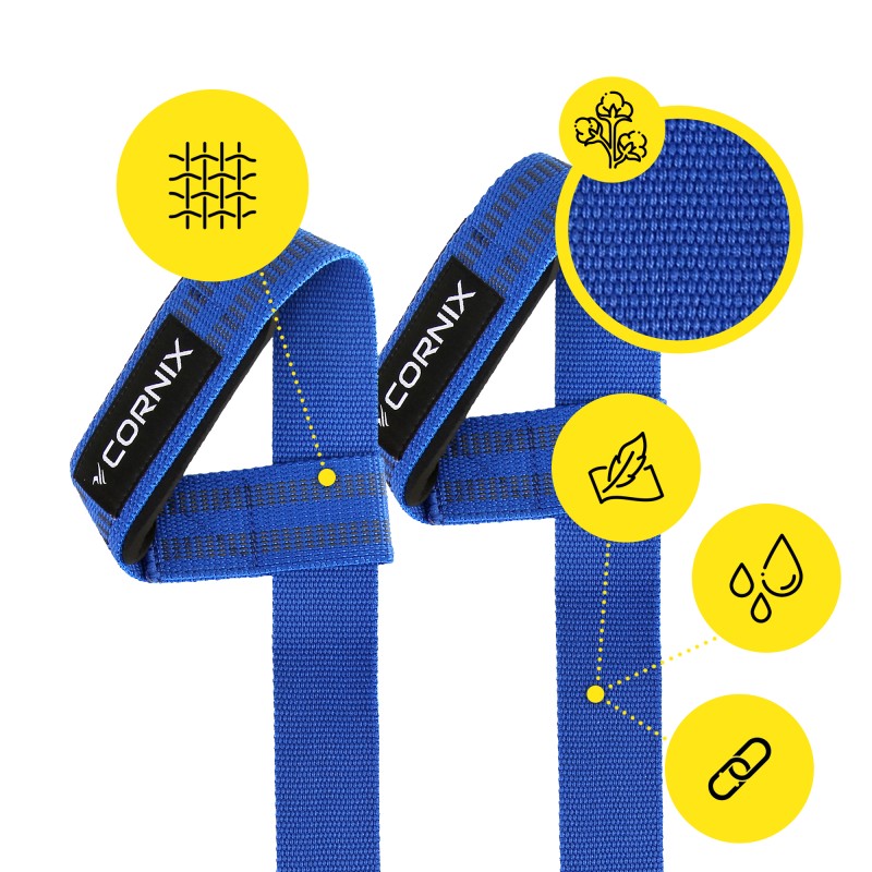 Лямки атлетичні для тяги Cornix Lifting Straps XR-0506 Blue