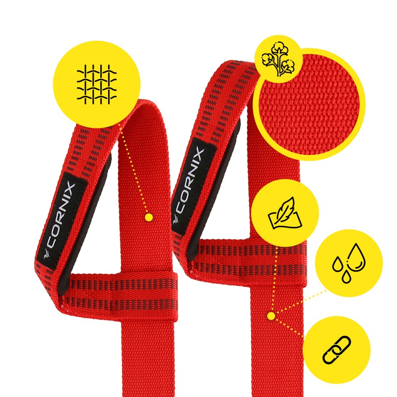 Лямки атлетичні для тяги Cornix Lifting Straps XR-0505 Red