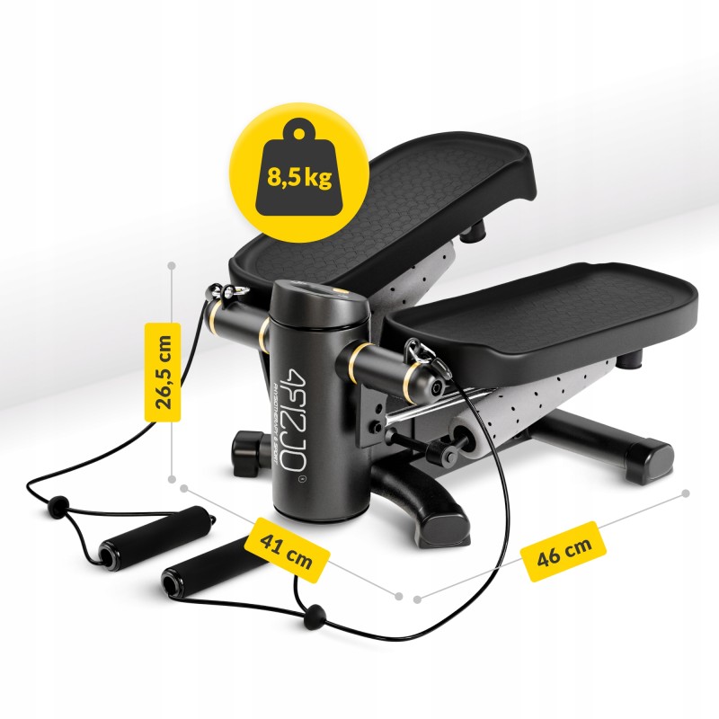 Степер (міні-степер) 4FIZJO ProStep X 2 в 1 з еспандерами Black (P-5905973410731)