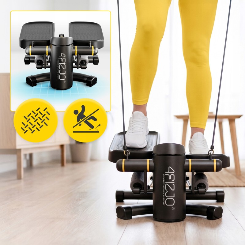 Степер (міні-степер) 4FIZJO ProStep X 2 в 1 з еспандерами Black (P-5905973410731)