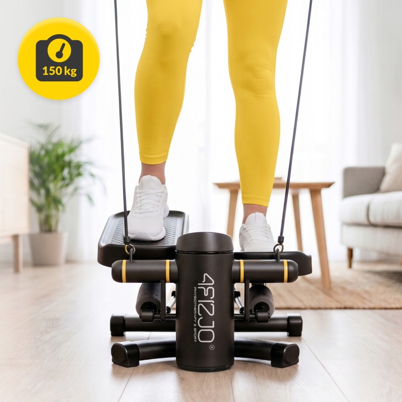 Степер (міні-степер) 4FIZJO ProStep X 2 в 1 з еспандерами Black (P-5905973410731)