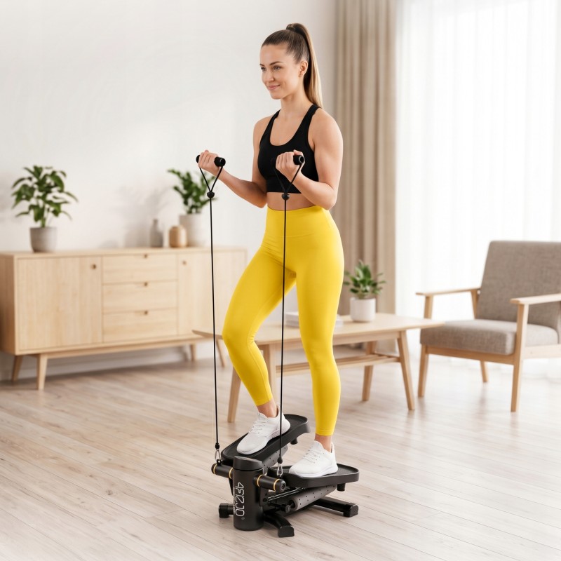 Степер (міні-степер) 4FIZJO ProStep X 2 в 1 з еспандерами Black (P-5905973410731)