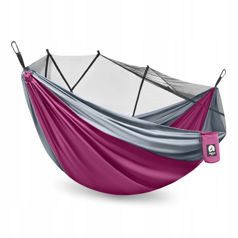 Гамак туристичний Mountain Goat 270 x 140 см з москітною сіткою, одномісний, підвісний Pink/Grey (P-5905973408035)