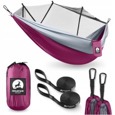 Гамак туристичний Mountain Goat 270 x 140 см з москітною сіткою, одномісний, підвісний Pink/Grey (P-5905973408035)