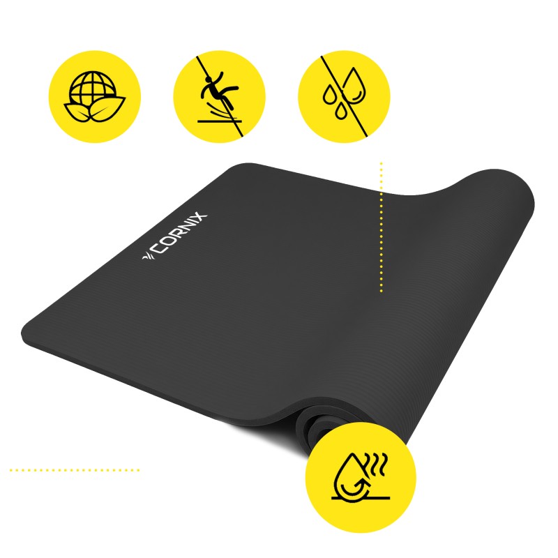 Килимок спортивний Cornix NBR XL 190 x 100 x 1.5 cм для йоги та фітнесу XR-0498 Black
