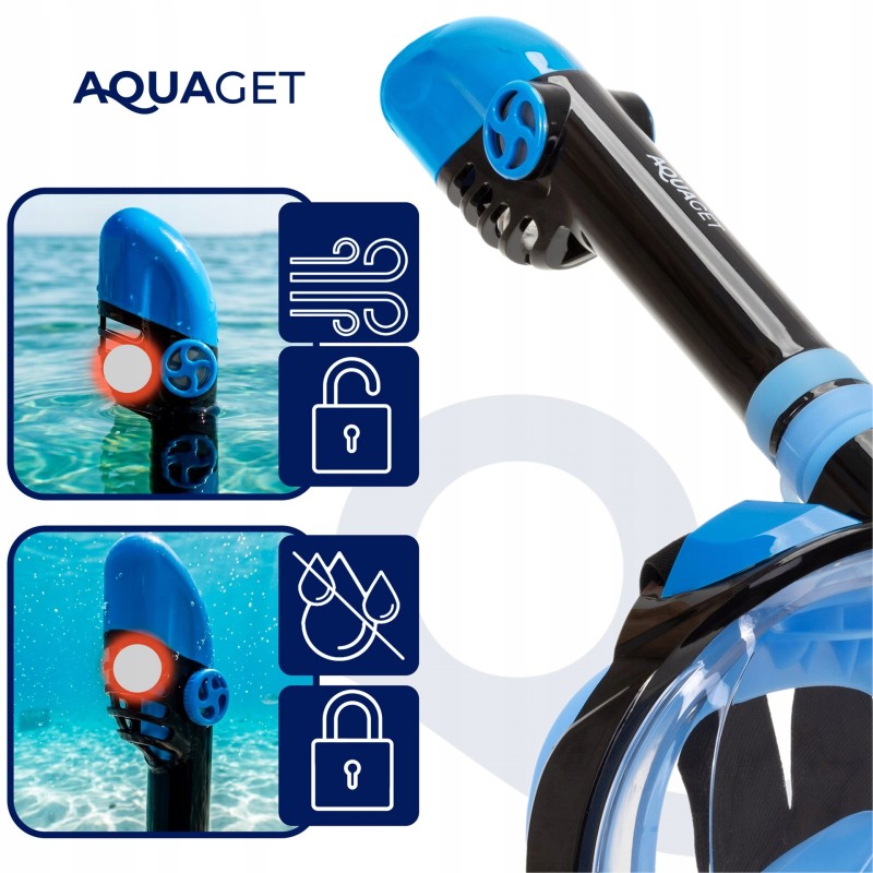 Маска для снорклінгу Aquaget повнолицьова Size L/XL AQ0003 Blue/Black