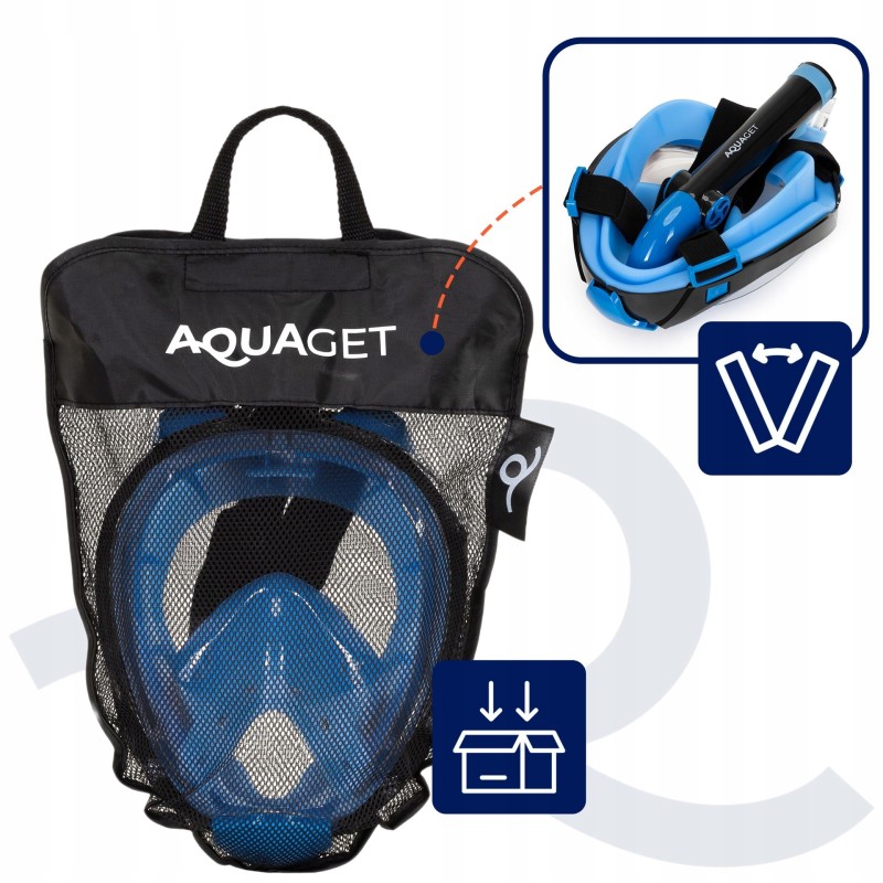 Маска для снорклінгу Aquaget повнолицьова Size L/XL AQ0003 Blue/Black