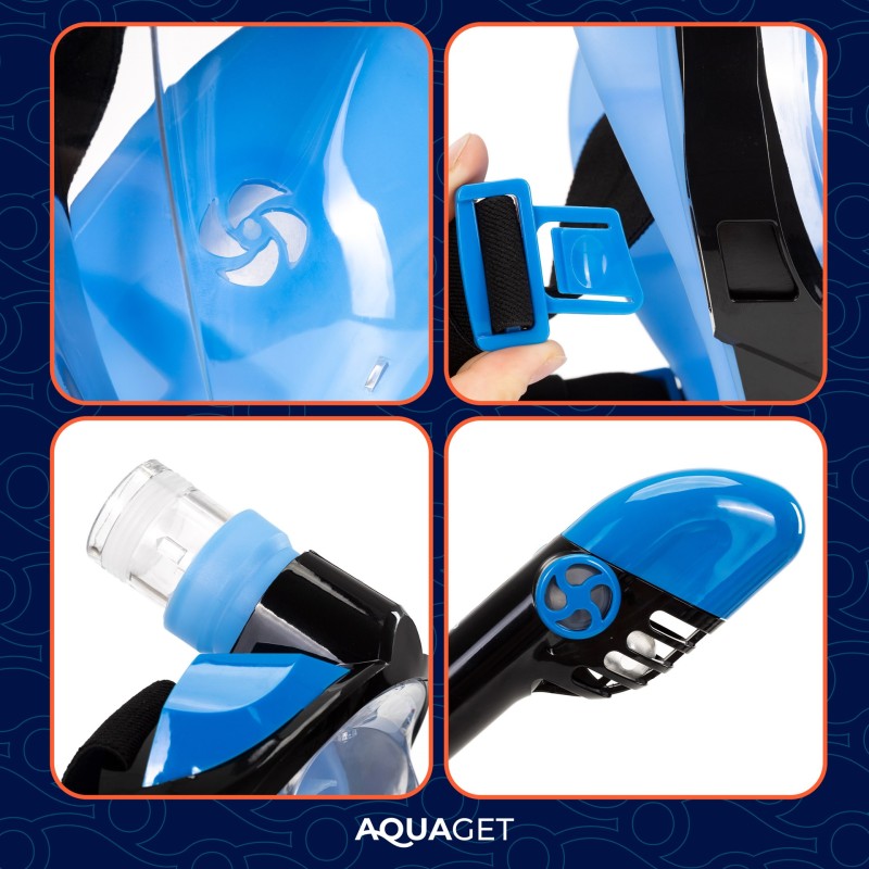 Маска для снорклінгу Aquaget повнолицьова Size L/XL AQ0003 Blue/Black
