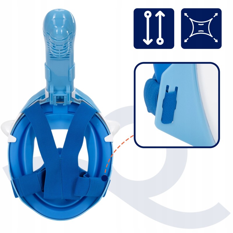 Маска для снорклінгу Aquaget Shark повнолицьова, дитяча AQ0009 Sky Blue