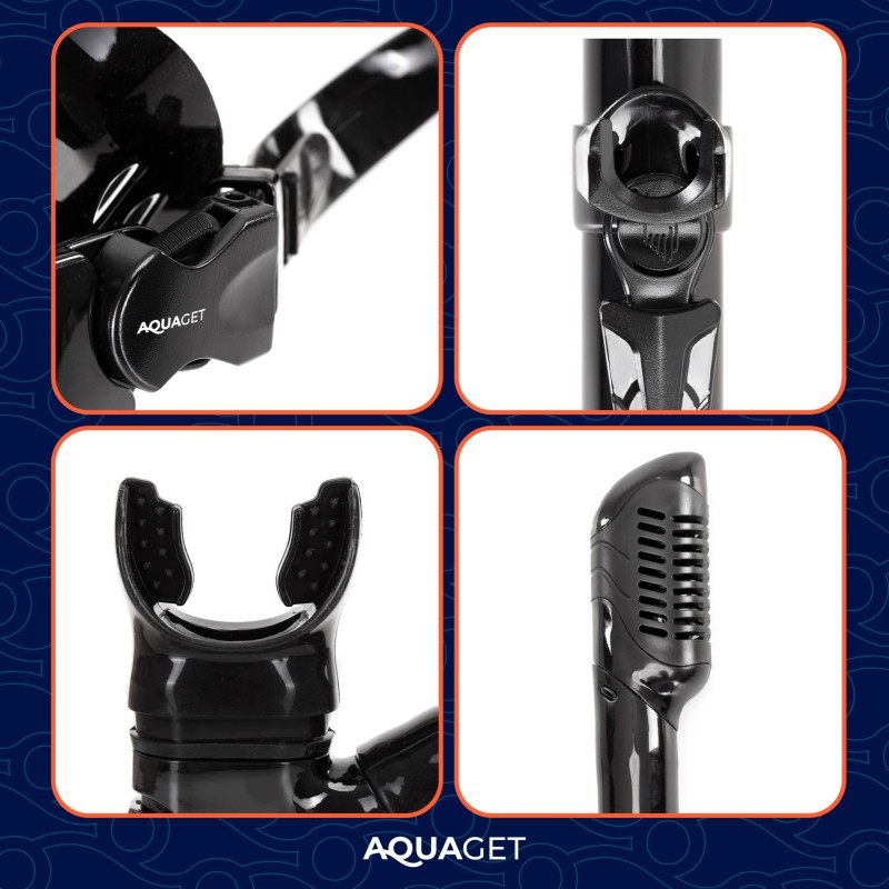 Набір для снорклінгу Aquaget маска із трубкою AQ0007 Black