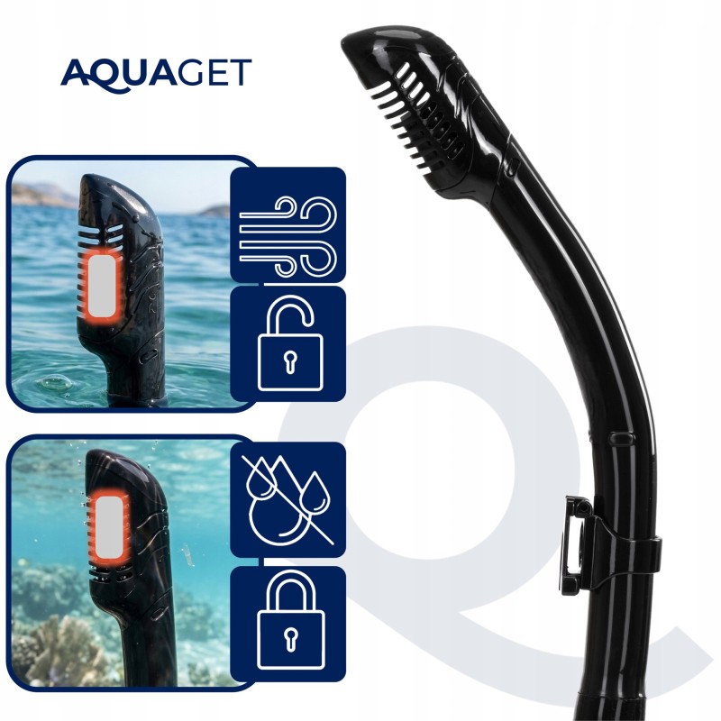Набір для снорклінгу Aquaget маска із трубкою та ласти AQ0008 Black/Grey