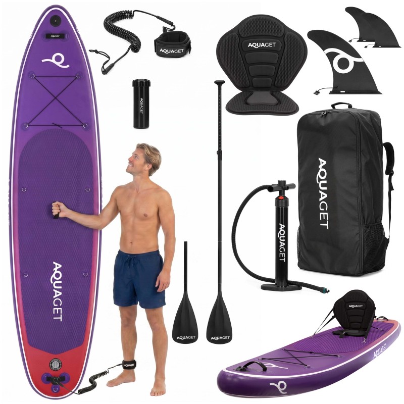 Надувна SUP дошка Aquaget 350 см з веслом AQ0043 Violet/Red
