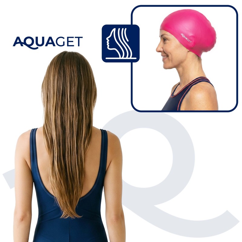 Шапочка для плавання Aquaget для довгого волосся AQ0032 Pink