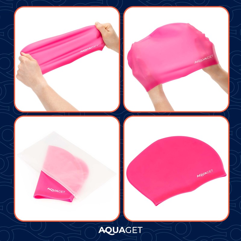 Шапочка для плавання Aquaget для довгого волосся AQ0032 Pink