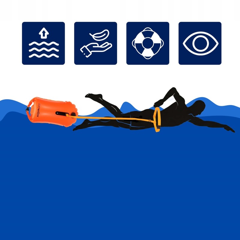 Буй для плавання Aquaget 2 в 1 36 л надувний AQ0036 Orange