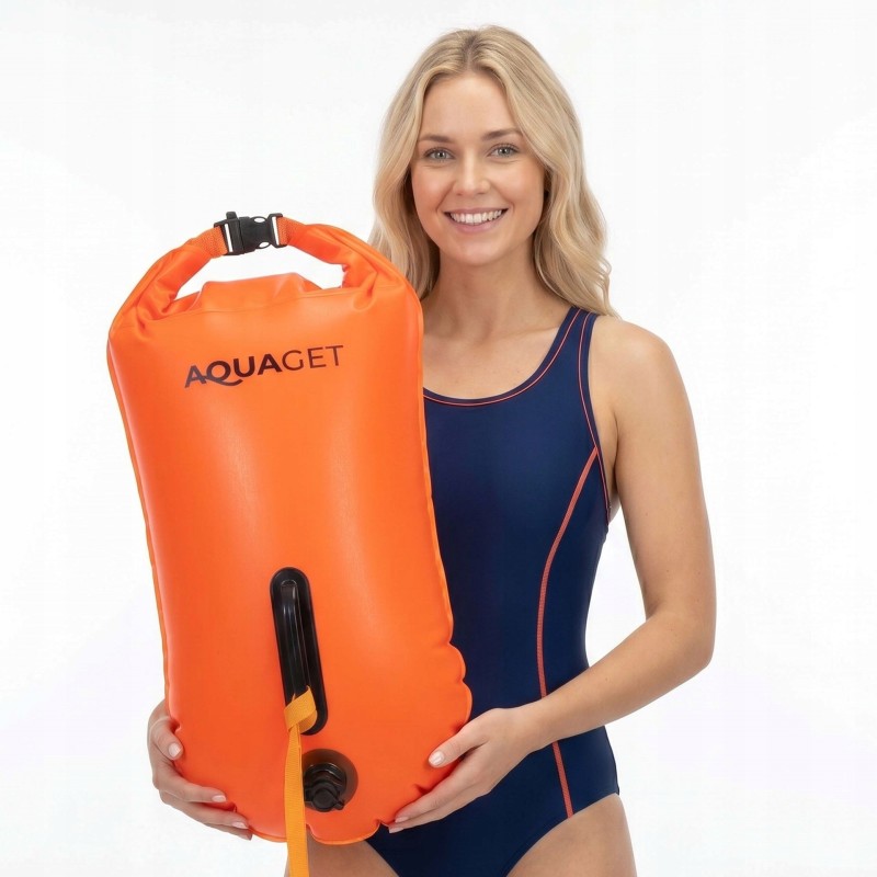 Буй для плавання Aquaget 2 в 1 36 л надувний AQ0036 Orange