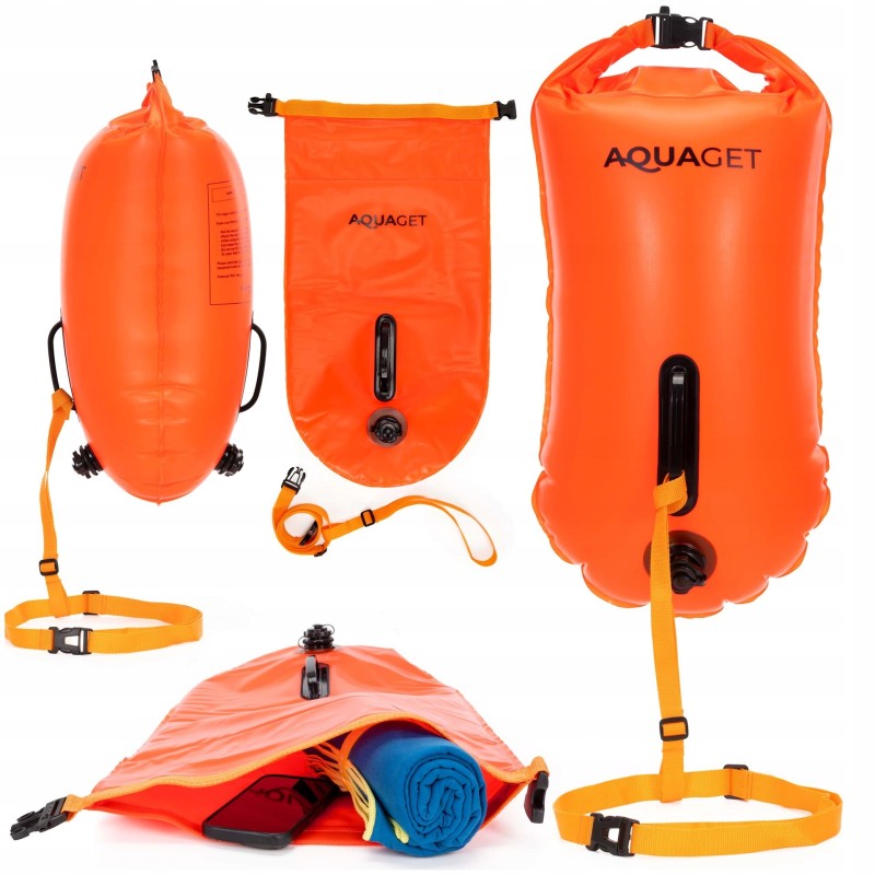 Буй для плавання Aquaget 2 в 1 36 л надувний AQ0036 Orange