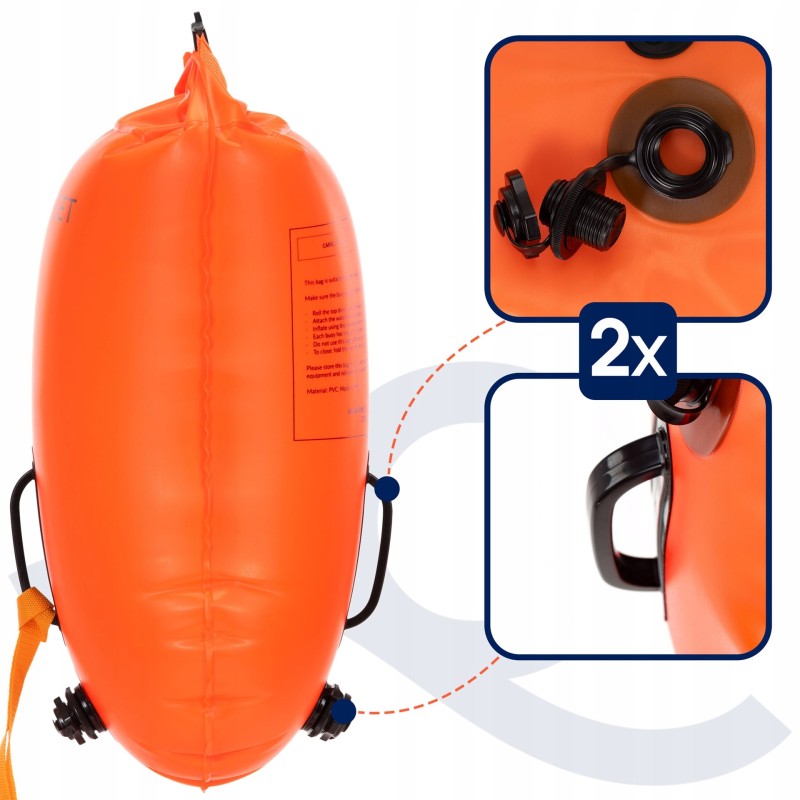 Буй для плавання Aquaget 2 в 1 36 л надувний AQ0036 Orange