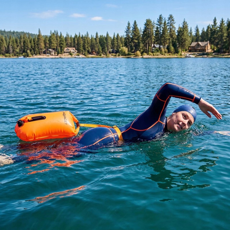 Буй для плавання Aquaget 2 в 1 36 л надувний AQ0036 Orange