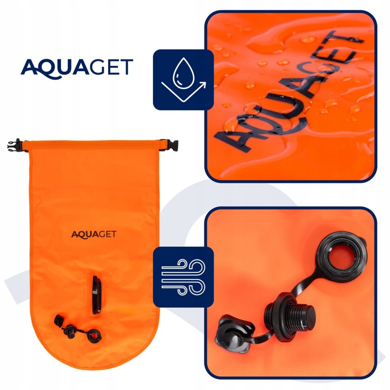 Буй для плавання Aquaget 3 в 1 35 л надувний AQ0037 Orange