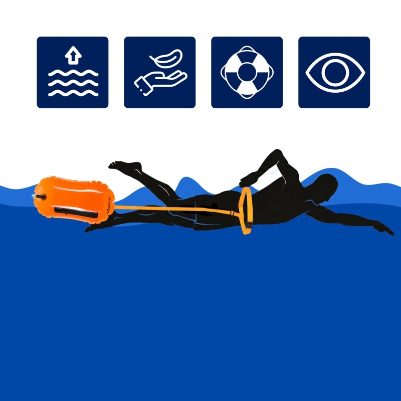 Буй для плавання Aquaget 2 в 1 20 л надувний AQ0038 Orange