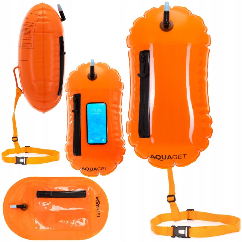 Буй для плавання Aquaget 2 в 1 20 л надувний AQ0038 Orange