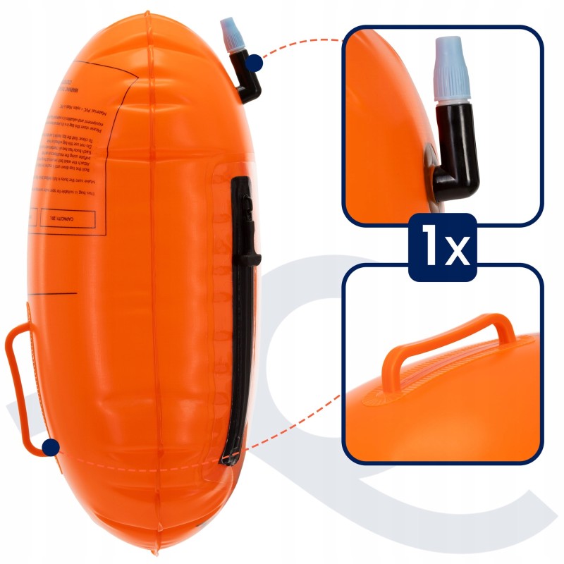 Буй для плавання Aquaget 2 в 1 20 л надувний AQ0038 Orange