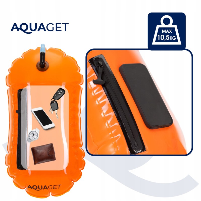 Буй для плавання Aquaget 2 в 1 20 л надувний AQ0038 Orange