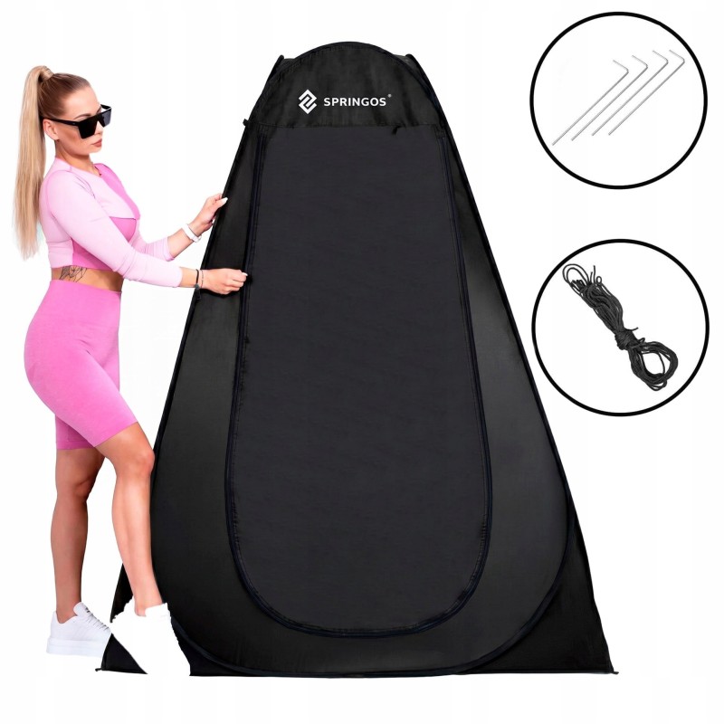 Намет туалет-душ, переодягальня Springos Pop-Up 190 x 120 x 120 см саморозкладний PT036 Black