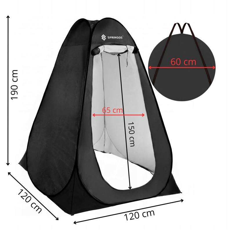 Намет туалет-душ, переодягальня Springos Pop-Up 190 x 120 x 120 см саморозкладний PT036 Black