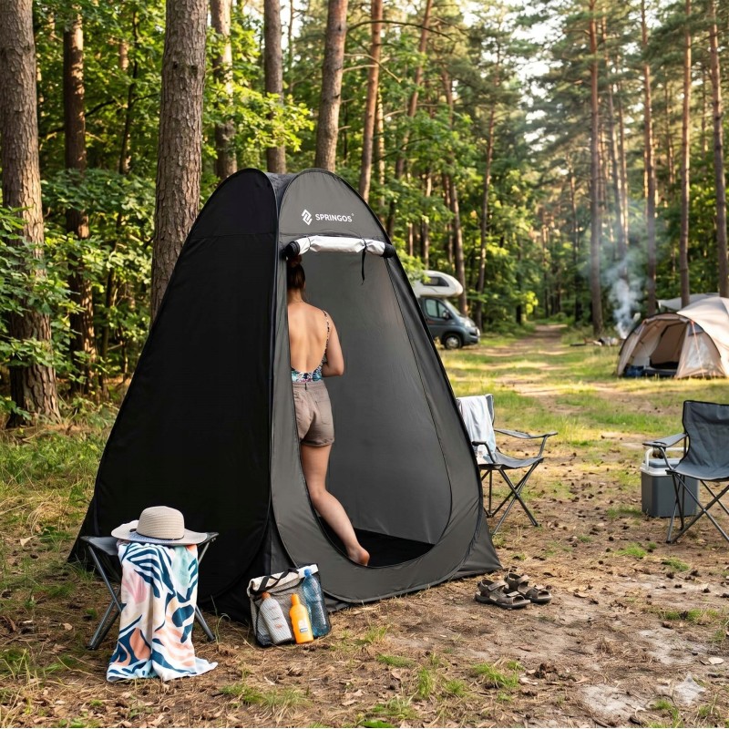 Намет туалет-душ, переодягальня Springos Pop-Up 190 x 120 x 120 см саморозкладний PT036 Black
