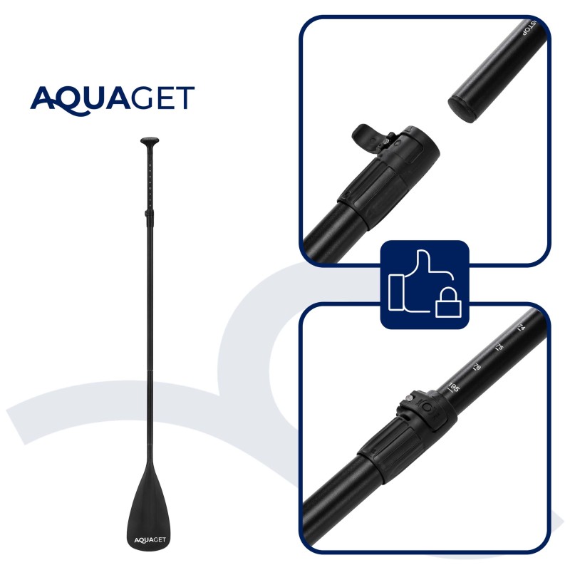 Весло для SUP дошки Aquaget 160-208 см регульоване, складне AQ0051 Black
