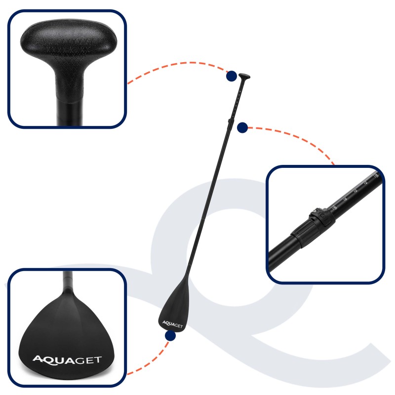 Весло для SUP дошки Aquaget 160-208 см регульоване, складне AQ0051 Black
