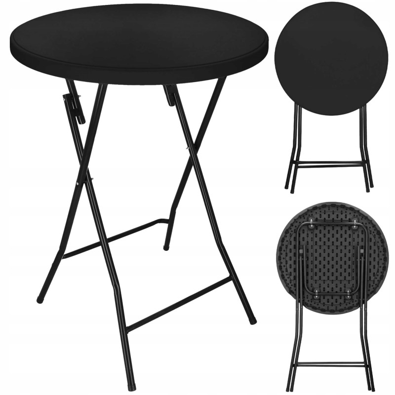 Стіл садовий кейтеринговий Springos 80 см круглий, складний GF0110 Black