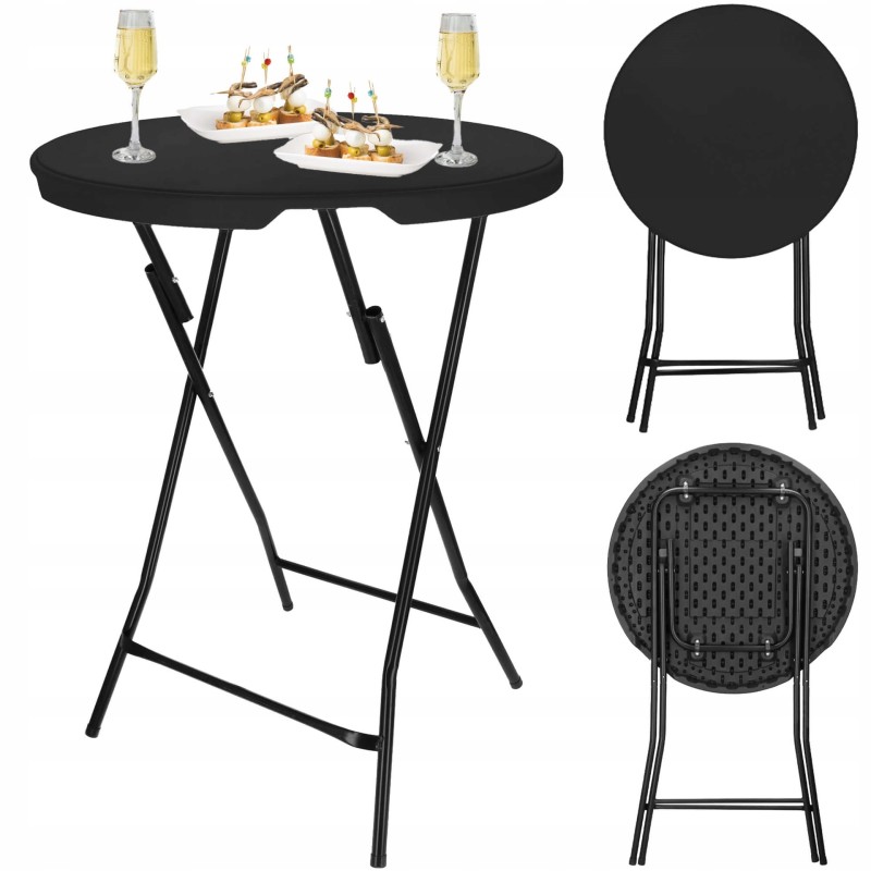 Стіл садовий кейтеринговий Springos 80 см круглий, складний GF0110 Black