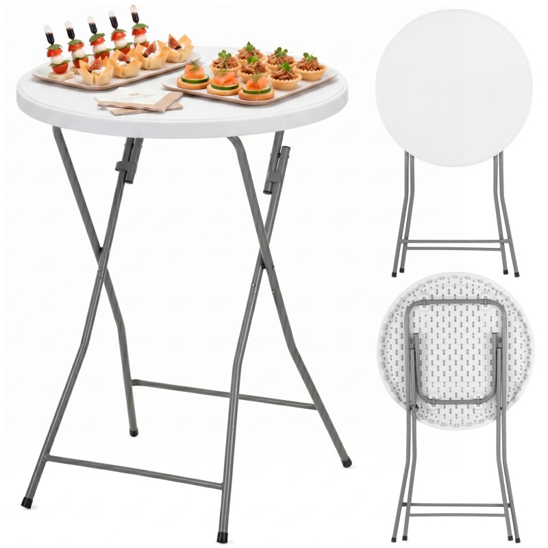 Стіл садовий кейтеринговий Springos 80 см круглий, складний GF0101 White